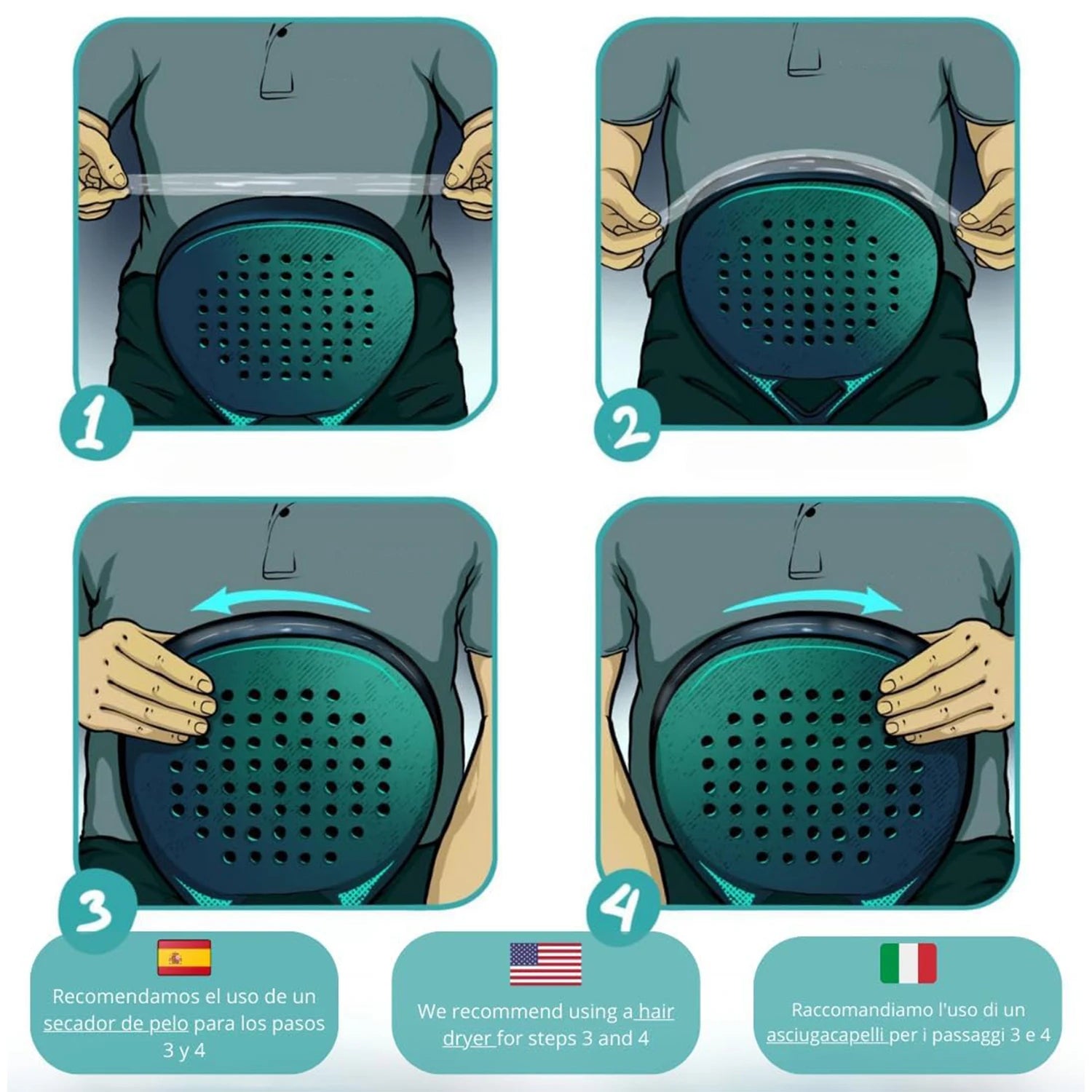 AMA SPORT Padel Racket Protection Tape Pack of 1/2/6 Edge Protector Durable & Easy to Replace Transparent Padel Protector